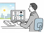 就業開始後にパソコンで生成AIを学習している人物